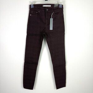 Tractr Jeans Pants Womens 2 Plaid Mona High Rise Slim Fit Raw Hem Stretch
